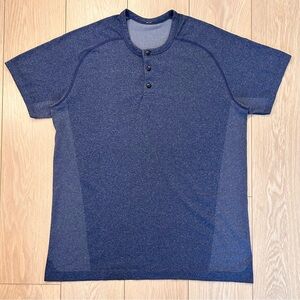 Lululemon Men's Blue Metal Vent Tech Short Sleeve Henley Shirt XL